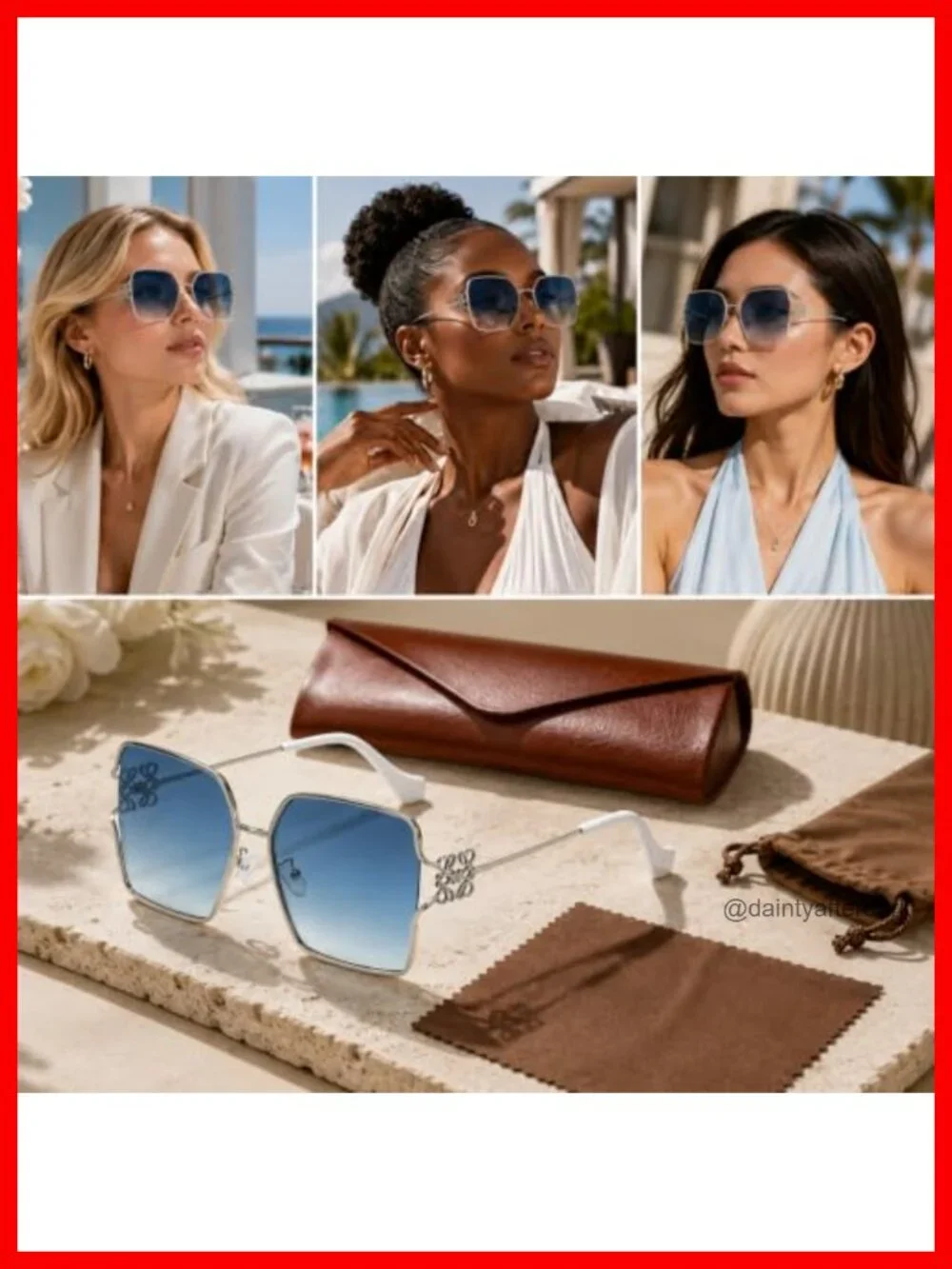 Polarized UV400 Protection Square Oval Sunglasses Women Metal Floral Frame